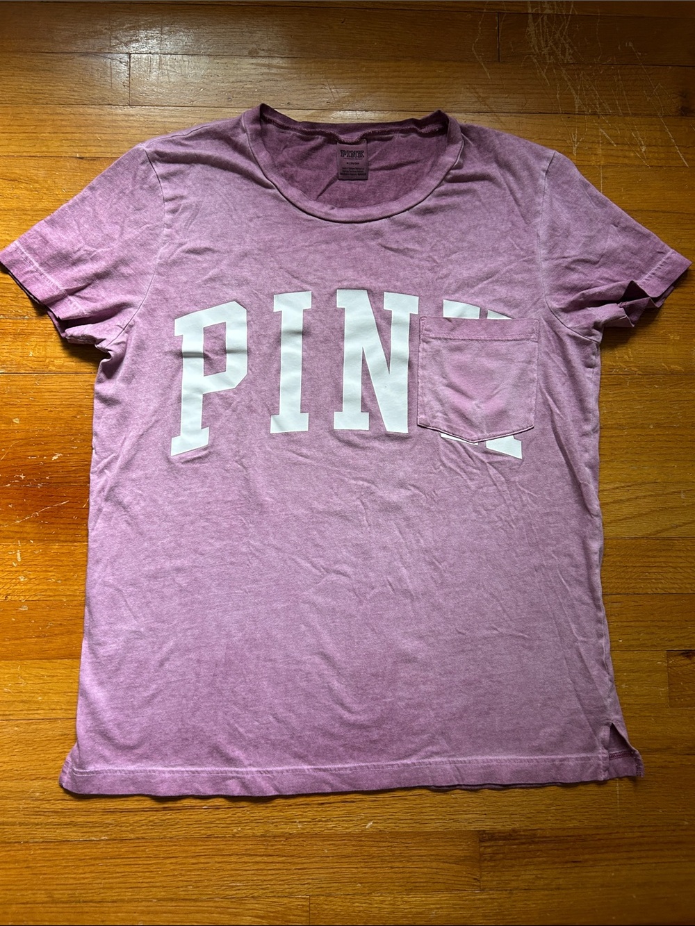 PINK Victoria's Secret Light Purple Logo Pocket Tee